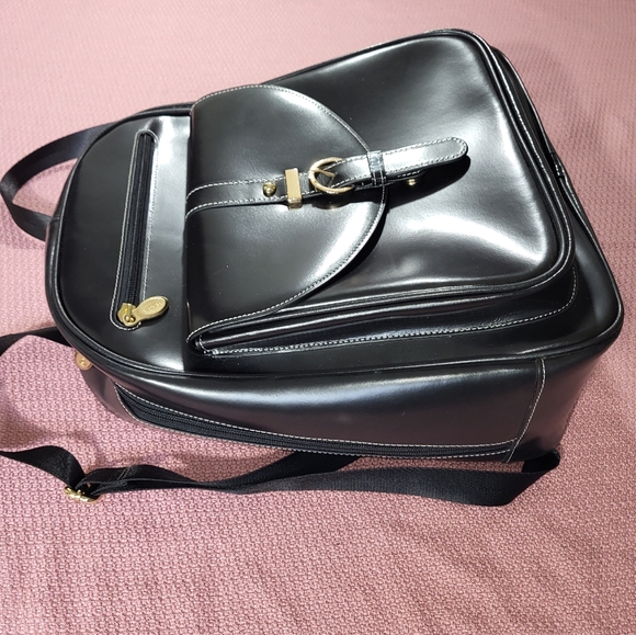 McKlein / Moline Leather Business Laptop Tablet Backpack Black Women's Bag - Picture 7 of 14